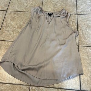 a.n.a Taupe/Beige Silky Blouse Tank Top with Fringe Detail Neck Size Extra Small